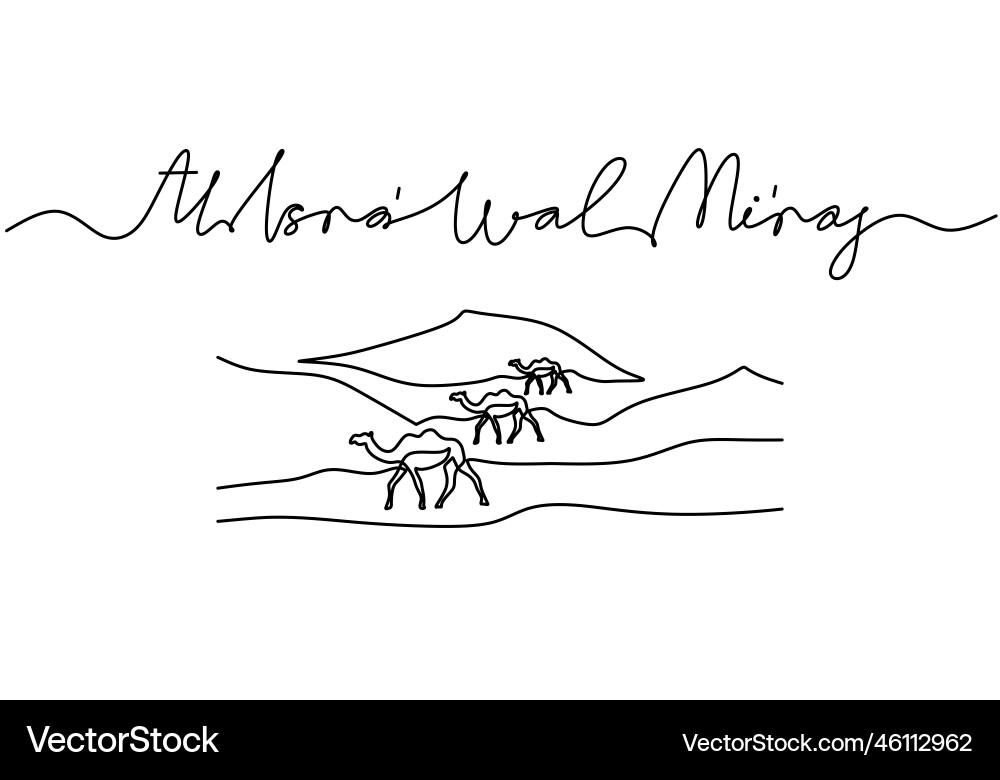 One continuous single line of camel on desert Vector Image