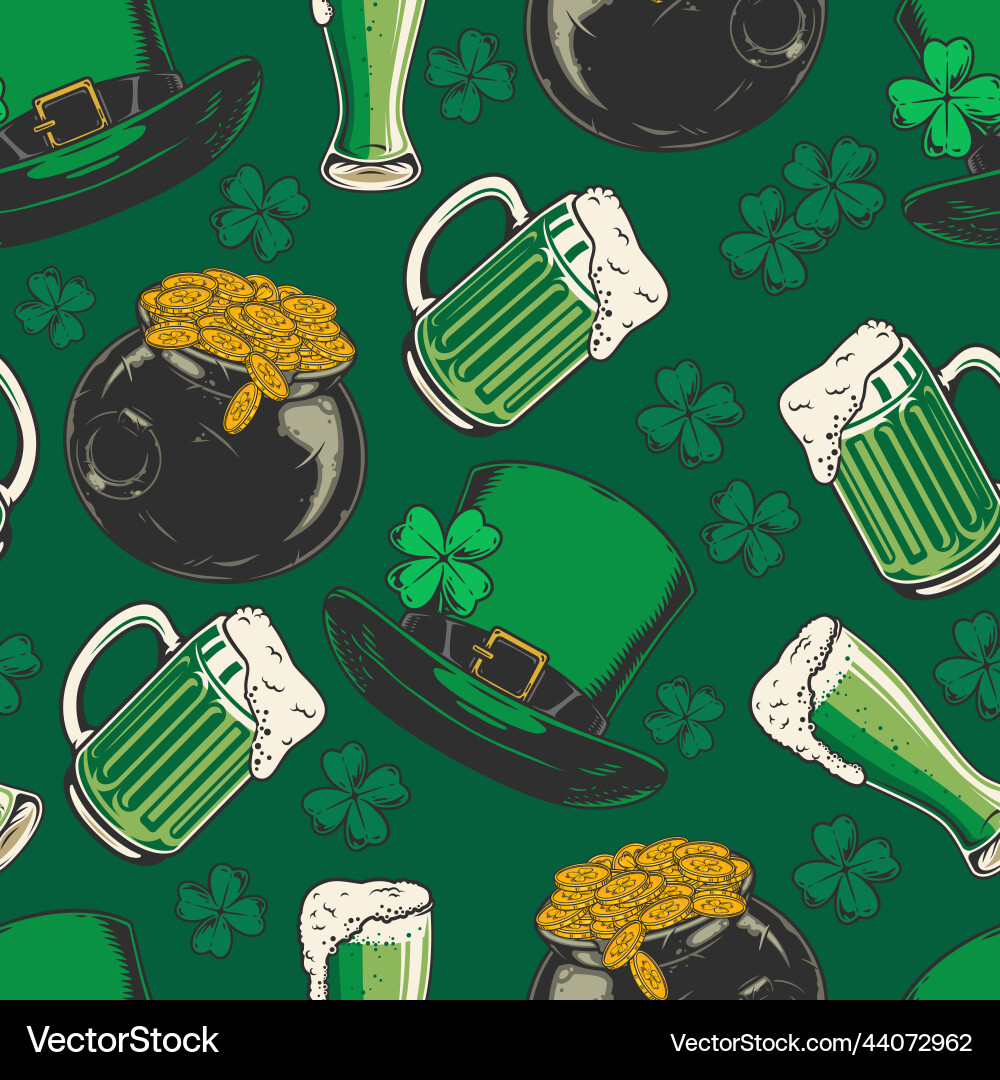Patrick day pattern seamless colorful Vector Image