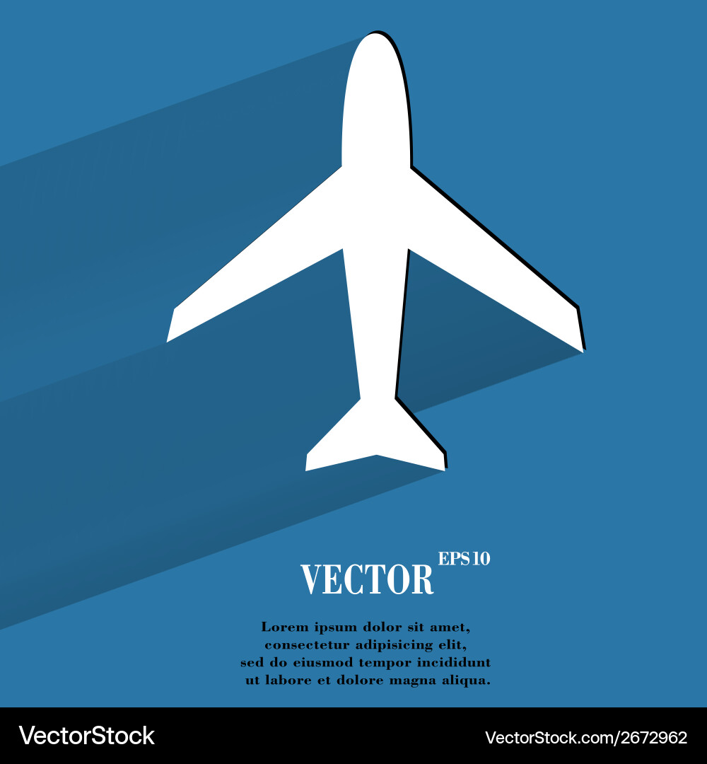 Plane flat modern web button with long shadow Vector Image