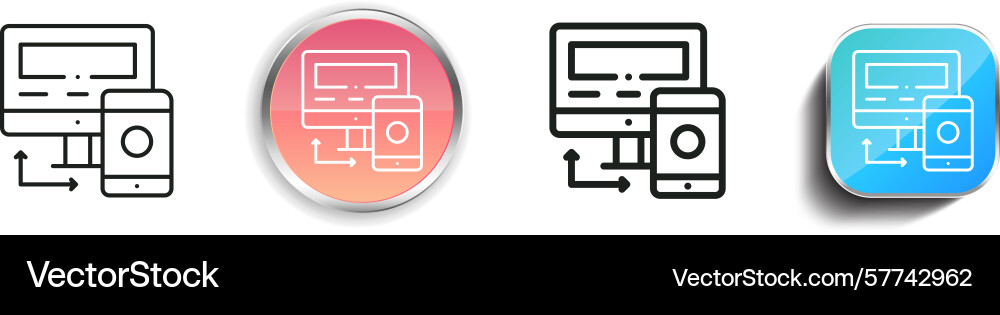 Responsive Symbol dünn linear regelmäßig und Taste vektorbild