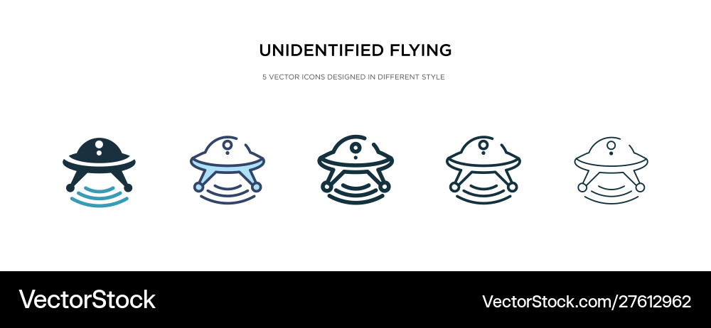 Unidentified flying object icon in different Unidentified flying object icon in different vector image