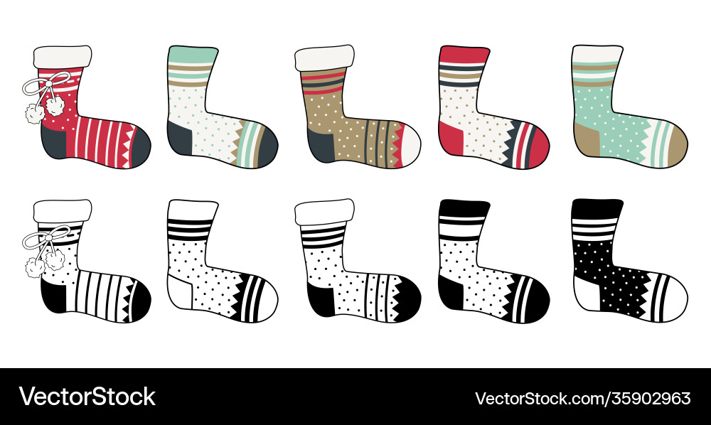 A set socks with pattern different colours A set socks with pattern different colours Vector Image