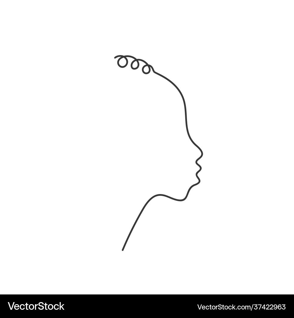 African non-binary face in profile with curly African non-binary face in profile with curly vector image