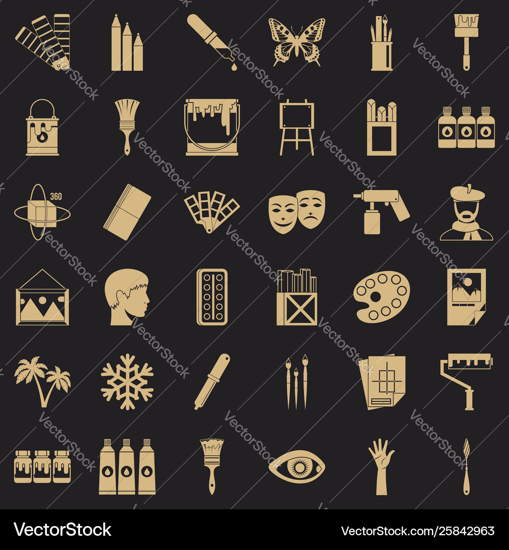 Art university icons set simple style Vector Image