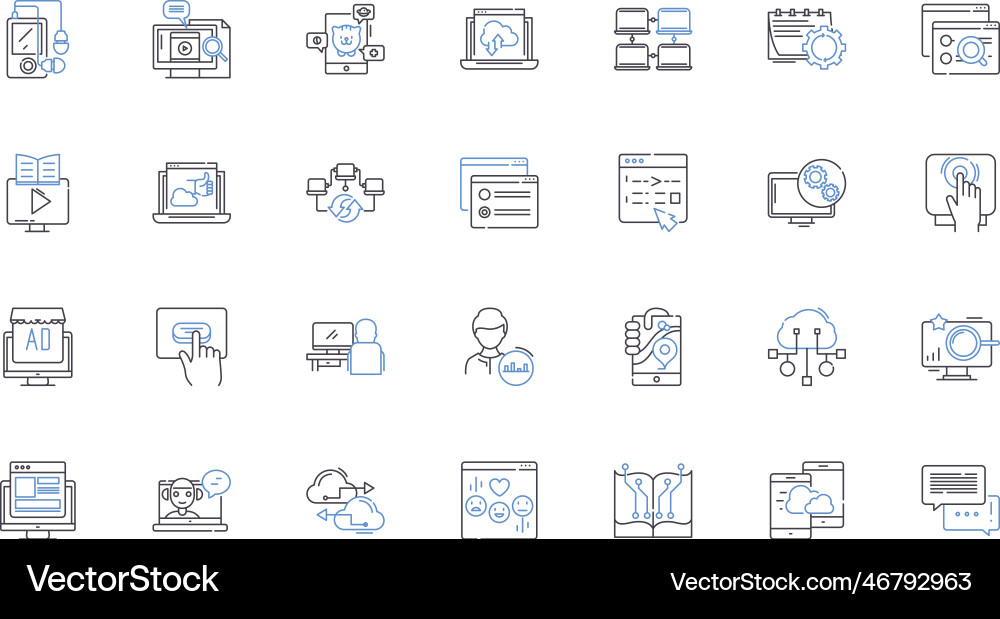 Automated line icons collection robotics Automated line icons collection robotics vector image