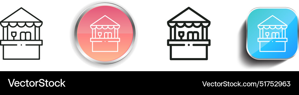 Beach bar icon thin linear regular and button Beach bar icon thin linear regular and button vector image