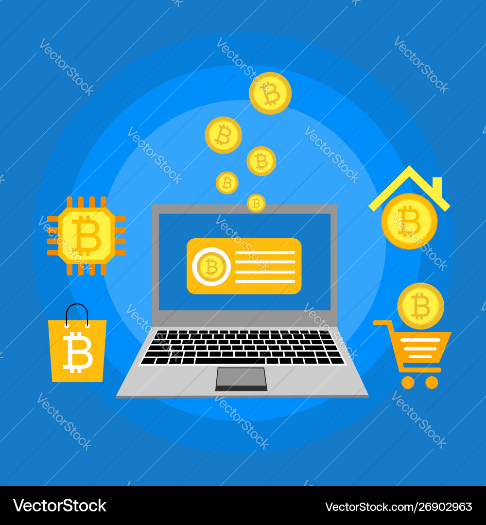 Blockchain scheme mining crypto currency server Vector Image