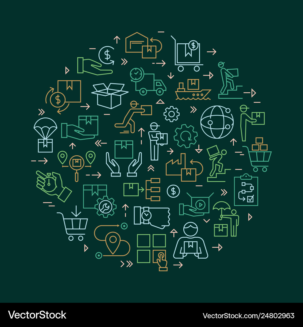 Circular colorful template delivery logistic set vector image