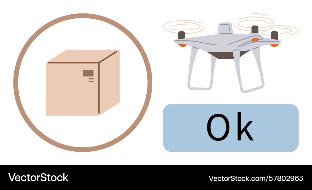 Drone delivery concept with package and status Vector Image