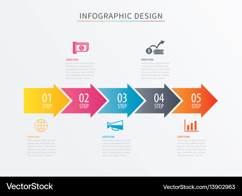 Five Step Process Chart Template Vector Image