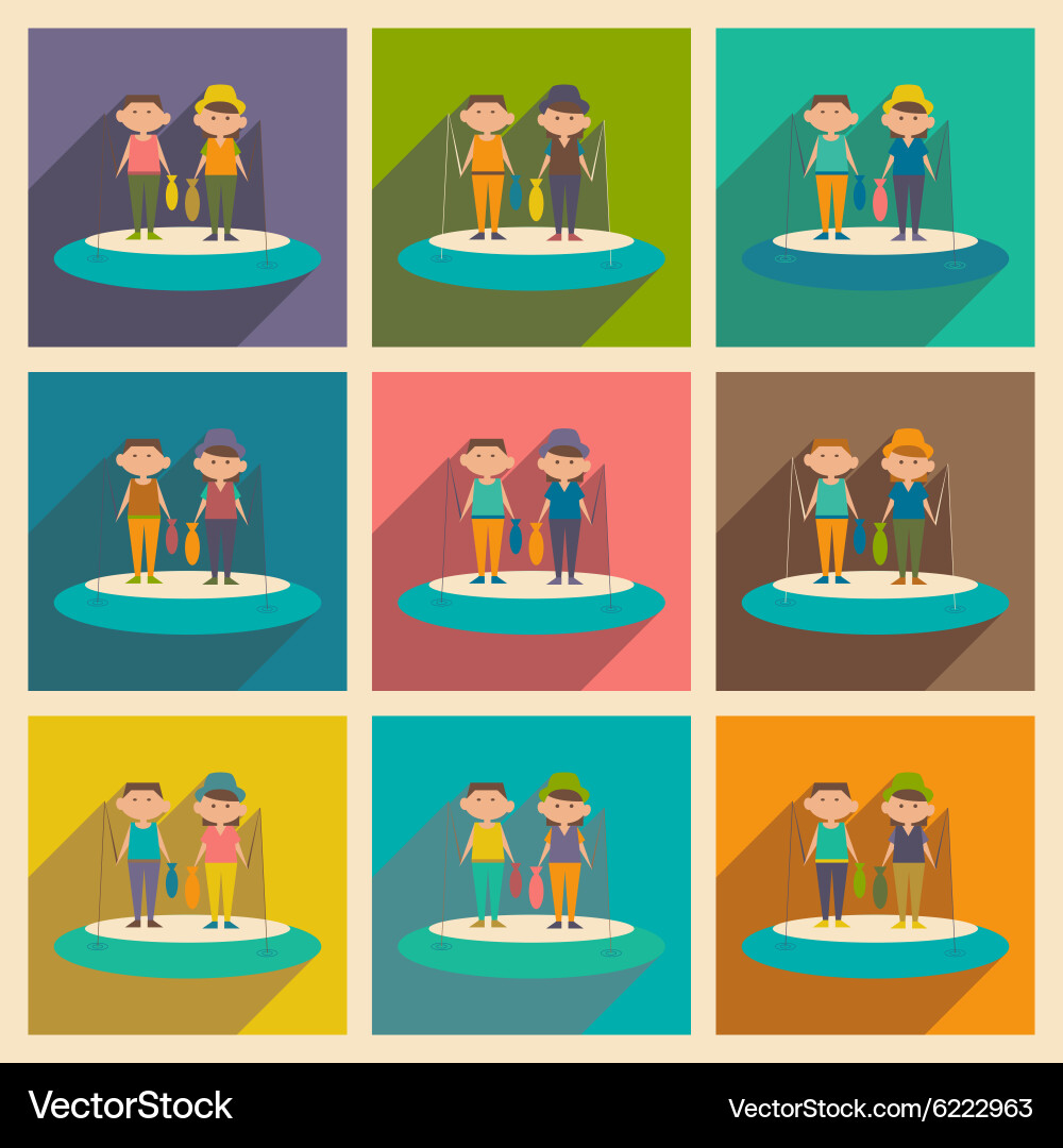 Flat with shadow concept and mobile application Vector Image