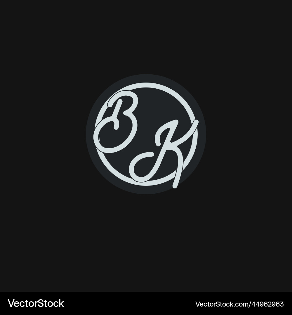 Initials bk logo monogram with simple circle line Initials bk logo monogram with simple circle line Vector Image