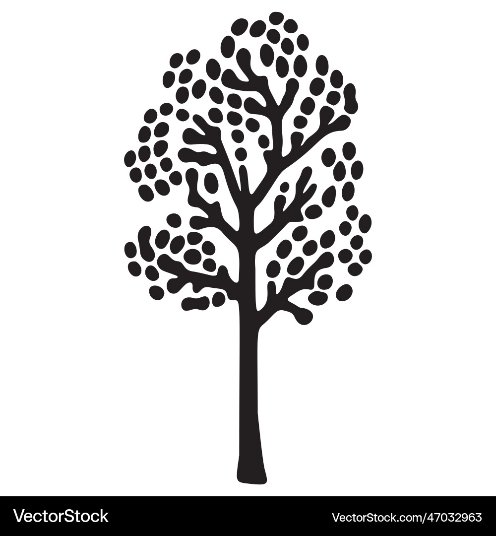 Linocut tree design elements in scandi Linocut tree design elements in scandi vector image