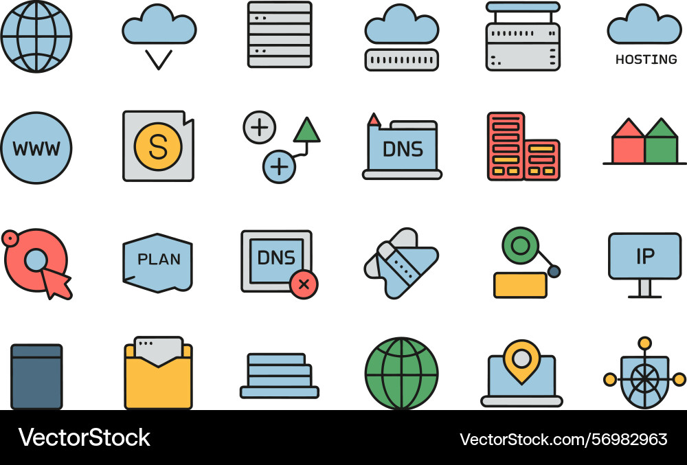 Minimalist icon set cloud Computing Networking vektorbild