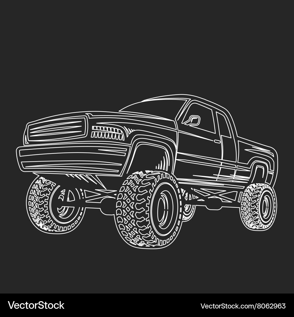 Off-Road Pickup Truck – Royalty-Free Vector | VectorStock, image size:1000x1080