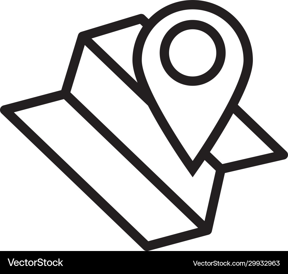 Paper map guide with pin location line style icon Paper map guide with pin location line style icon vector image