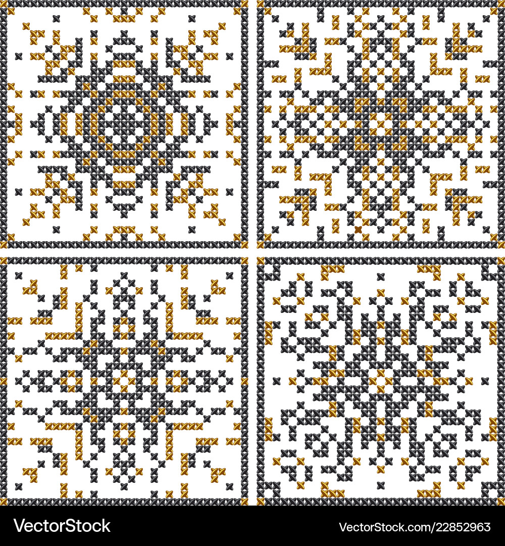 Pattern cross stitch set scandinavian patterns Pattern cross stitch set scandinavian patterns vector image