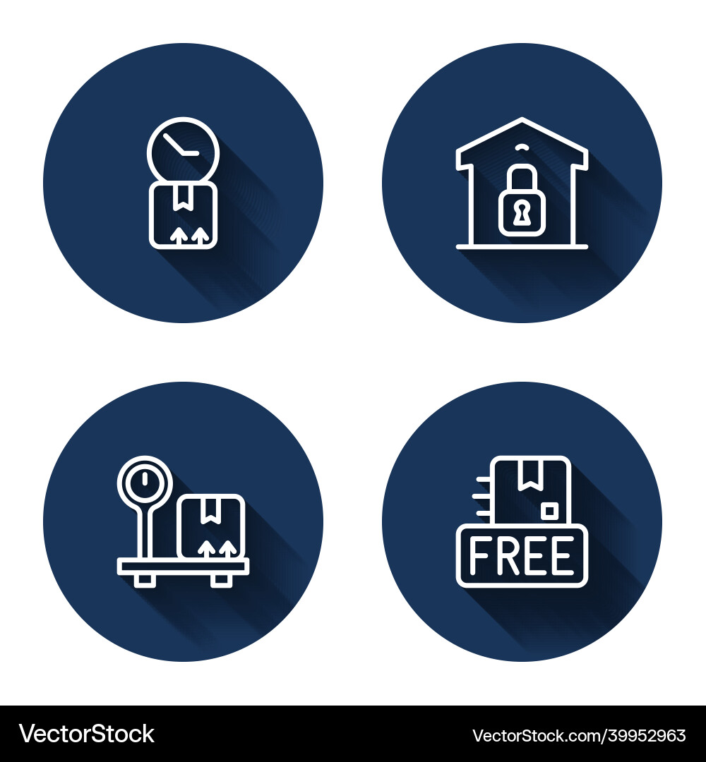Set line cardboard box with clock closed Vector Image