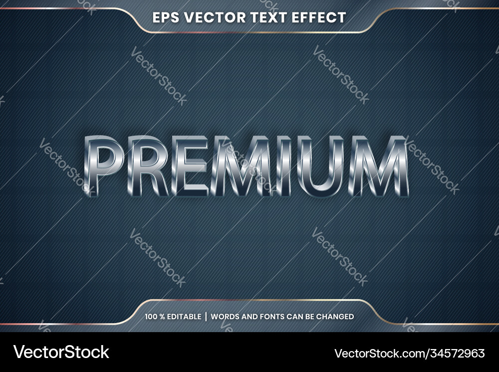 Text effect in 3d premium words font styles theme Text effect in 3d premium words font styles theme vector image