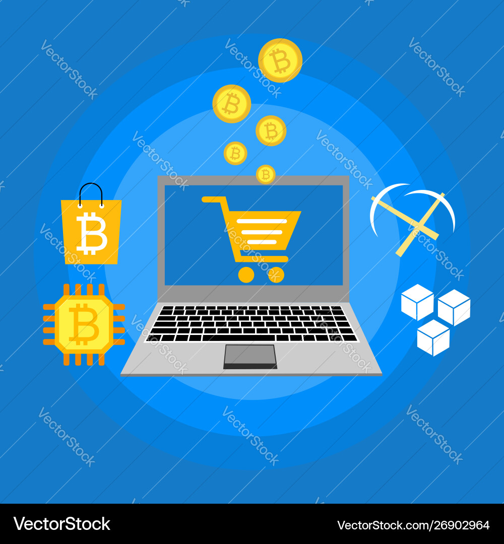 Blockchain scheme mining crypto currency server Vector Image
