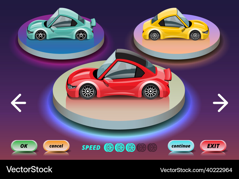 Car racing game in display menu juning Car racing game in display menu juning vector image