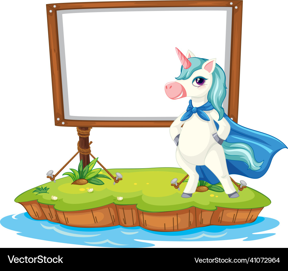 Fantasy unicorn with empty board Fantasy unicorn with empty board vector image