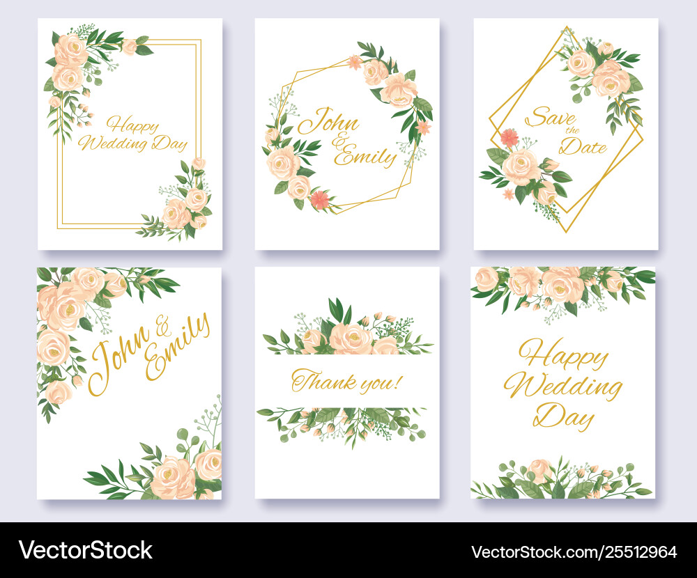Floral Wedding Invitation Card vector image