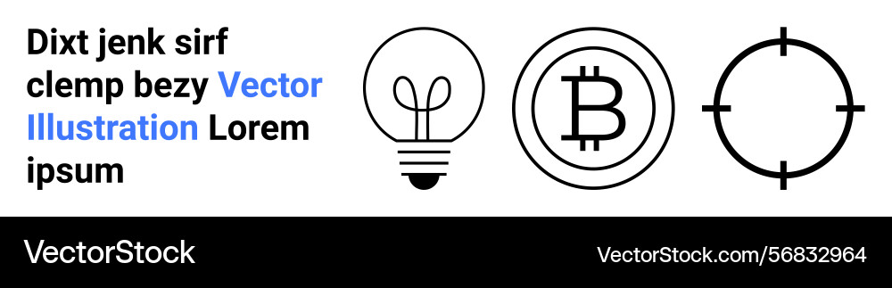 Lightbulb bitcoin coin and target outline Vector Image