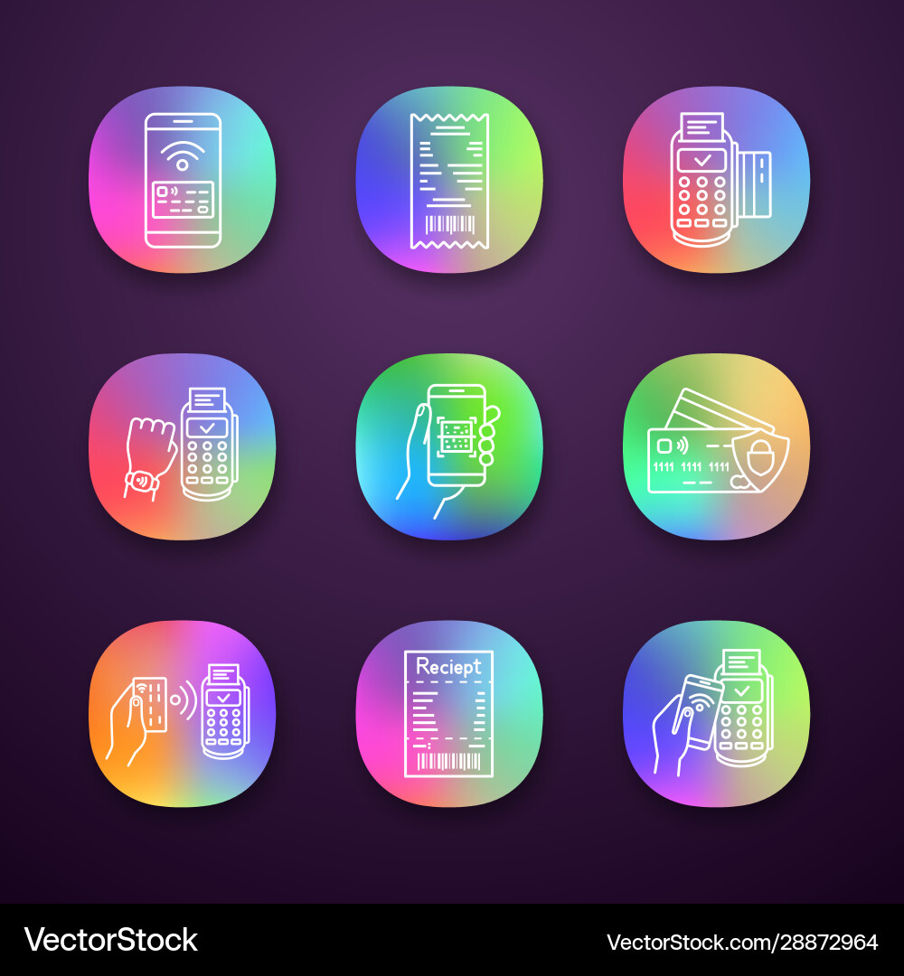 Nfc payment app icons set Nfc payment app icons set vector image