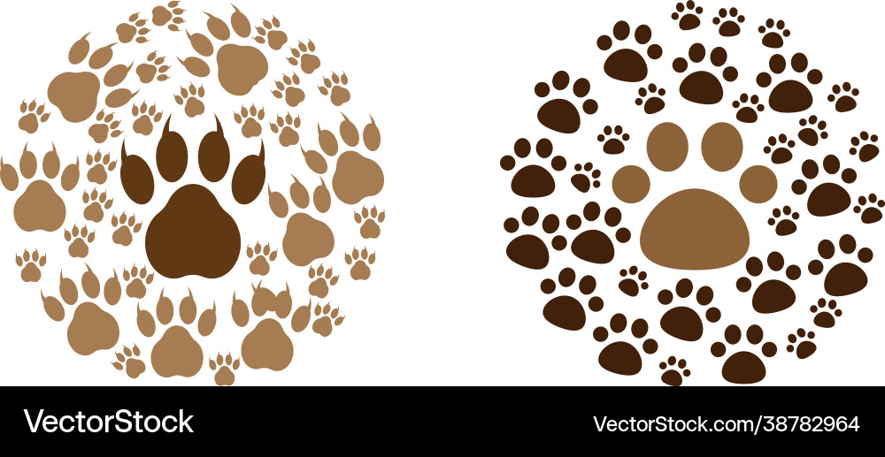 Paw print icon design set bundle template isolated Paw print icon design set bundle template isolated vector image