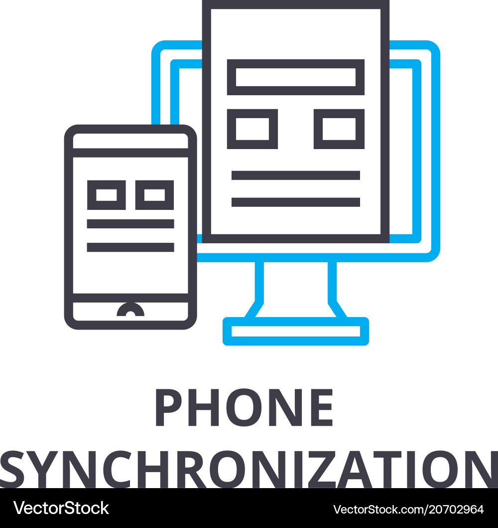 Phone synchronization thin line icon sign symbol Phone synchronization thin line icon sign symbol vector image