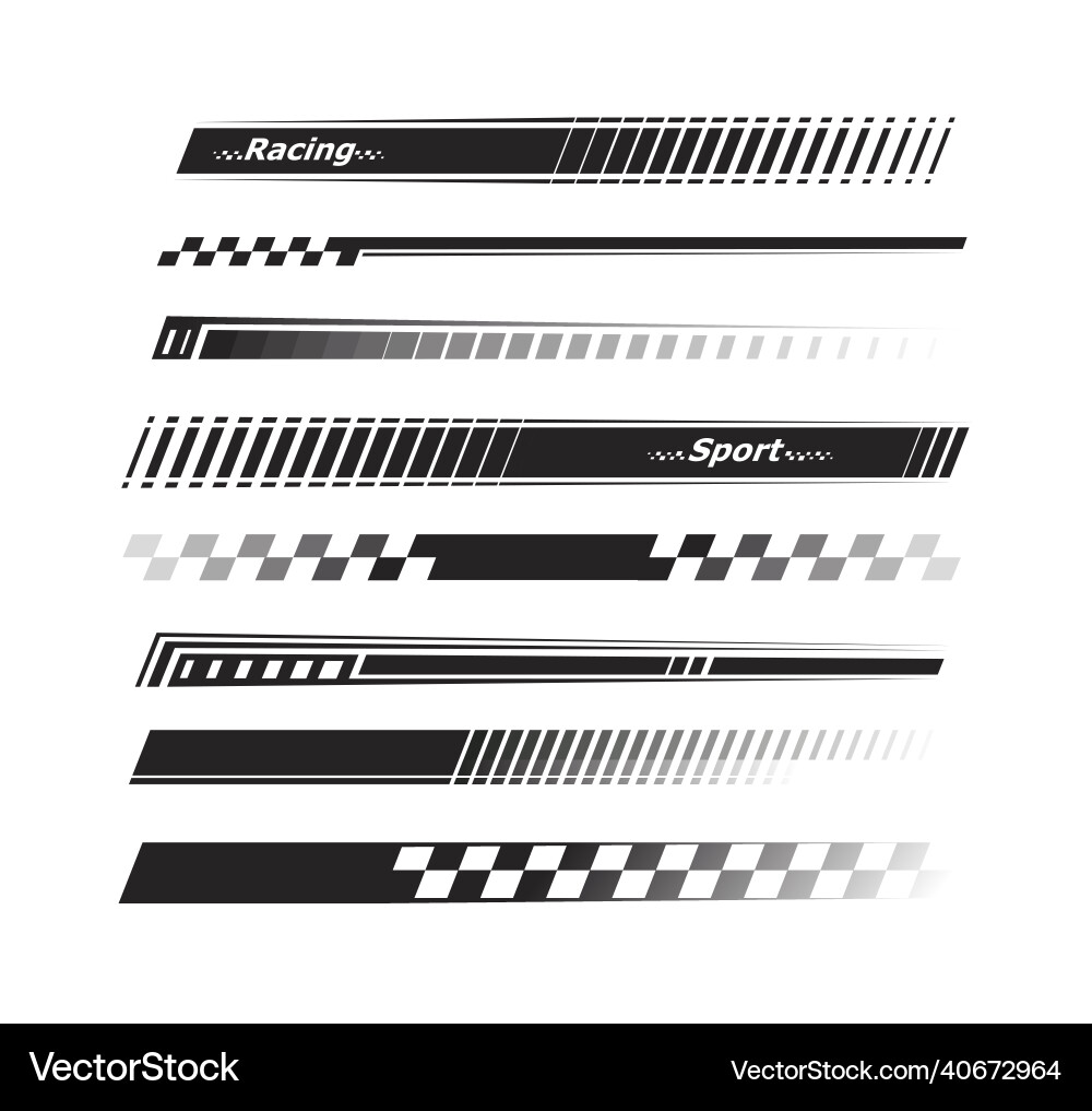 Racing Car Stripes - Black & White Vector Image