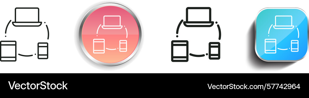 Responsive icon thin linear regular and button Responsive icon thin linear regular and button vector image