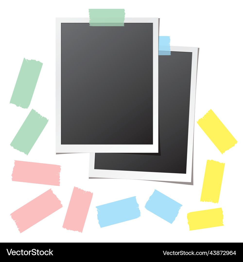 Retro photo frames with collection of colorful Retro photo frames with collection of colorful vector image