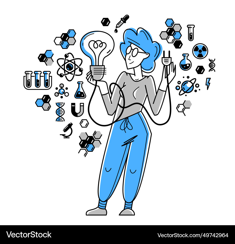 Scientist discovering science theory and making Scientist discovering science theory and making vector image