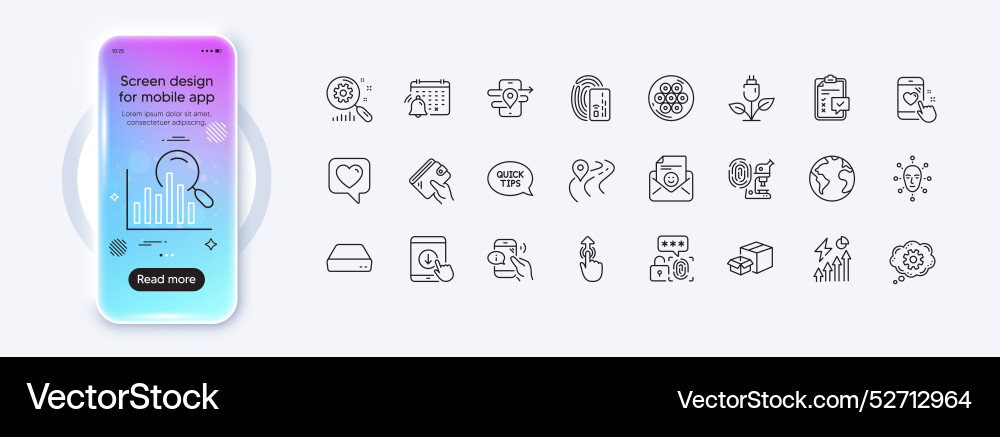 Scroll down swipe up and smile line icons for web Vector Image