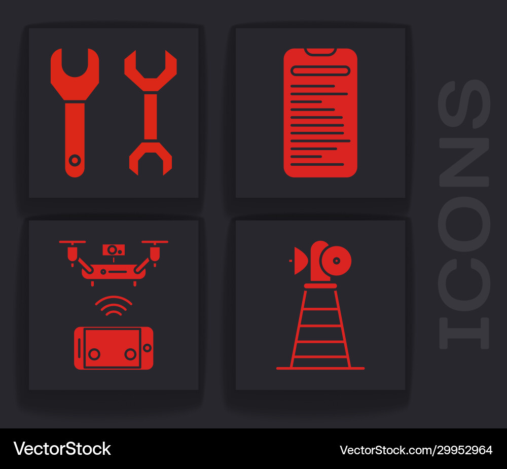 Set antenna spanner computer api interface Set antenna spanner computer api interface vector image
