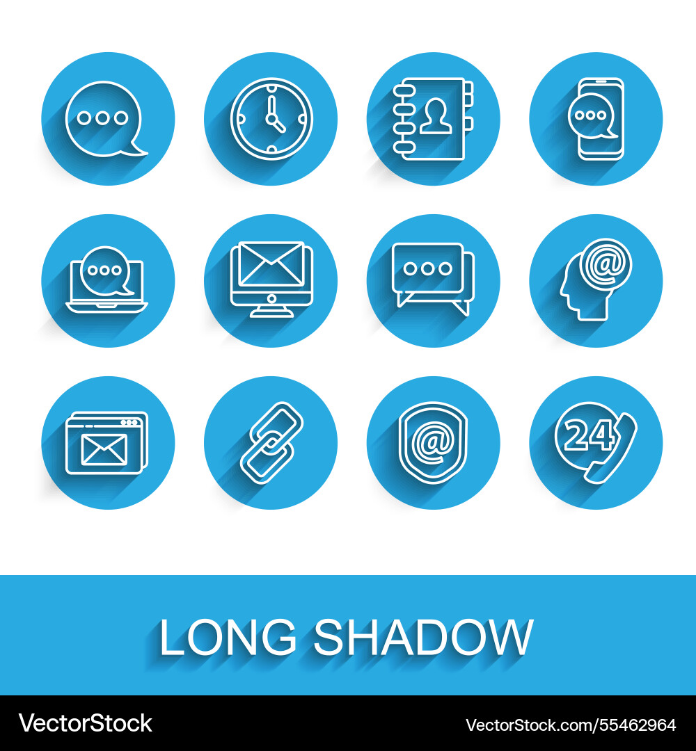 Set line website and envelope chain link speech Set line website and envelope chain link speech vector image
