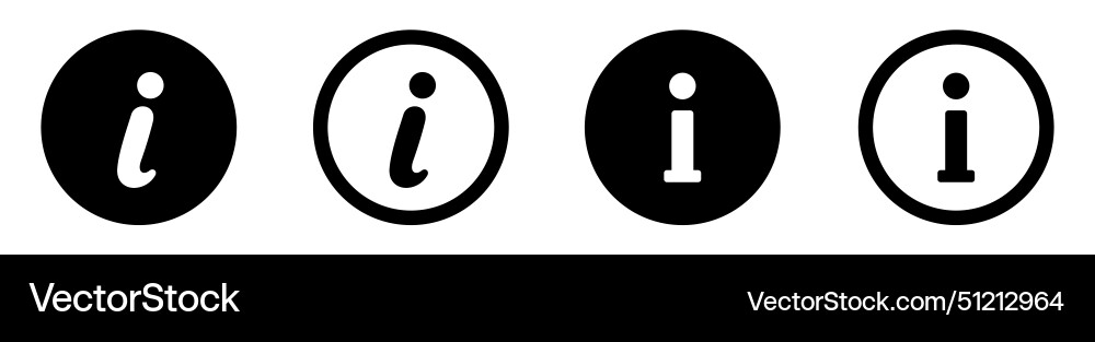 Set of round icons with information mark for apps vector image