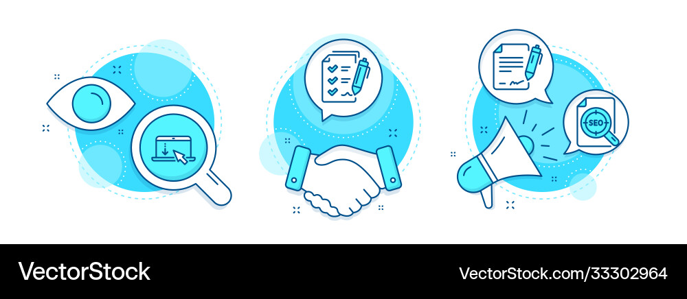 Signing document seo file and survey checklist Signing document seo file and survey checklist vector image