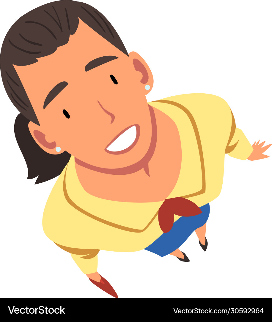 Smiling man standing looking up view from above Smiling man standing looking up view from above Vector Image