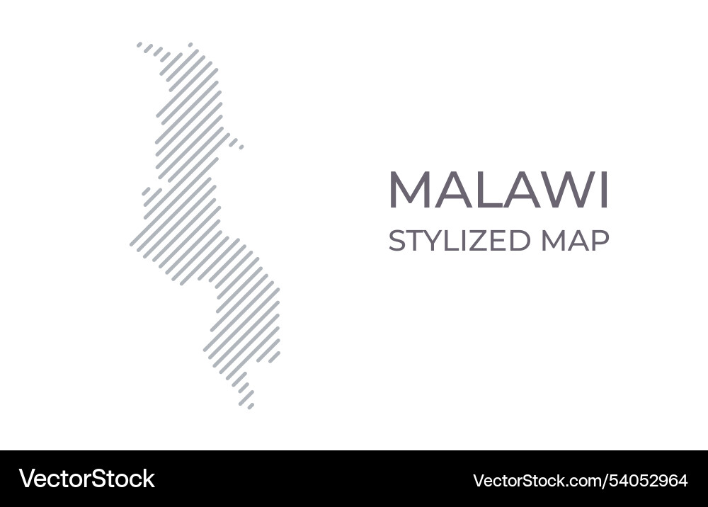 Stylized linear map of malawi in minimalistic vector image