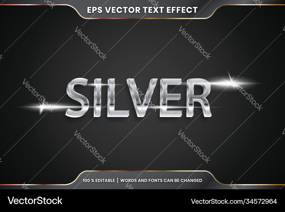 Text effect in 3d silver words font styles theme Text effect in 3d silver words font styles theme vector image