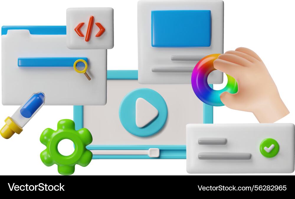 3d ui ux user software interface design 3d ui ux user software interface design vector image