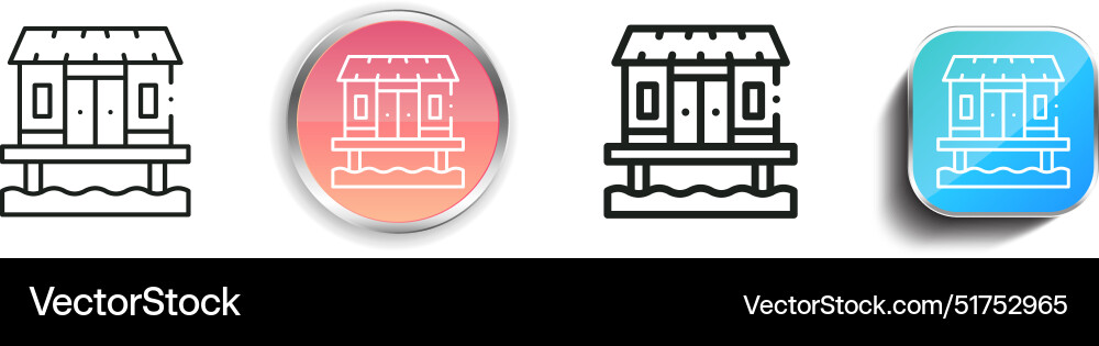 Beach hut icon thin linear regular and button Beach hut icon thin linear regular and button vector image