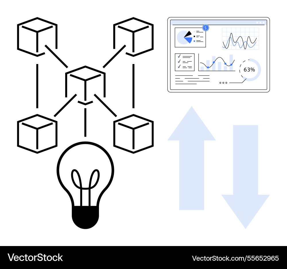 Blockchain network connecting ideas with data Blockchain network connecting ideas with data vector image