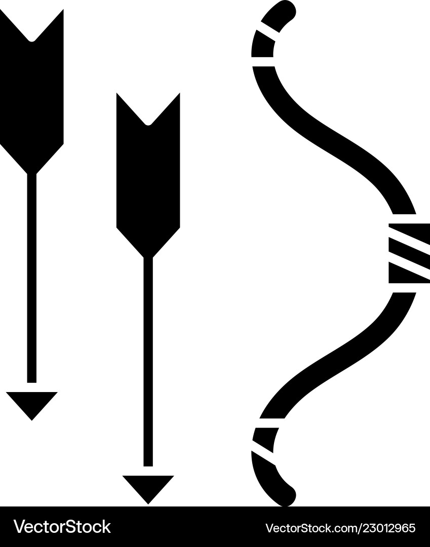 Bogen und Pfeile schwarze Symbol Zeichen auf isoliert Bogen und Pfeile schwarze Symbol Zeichen auf isoliert vektorbild