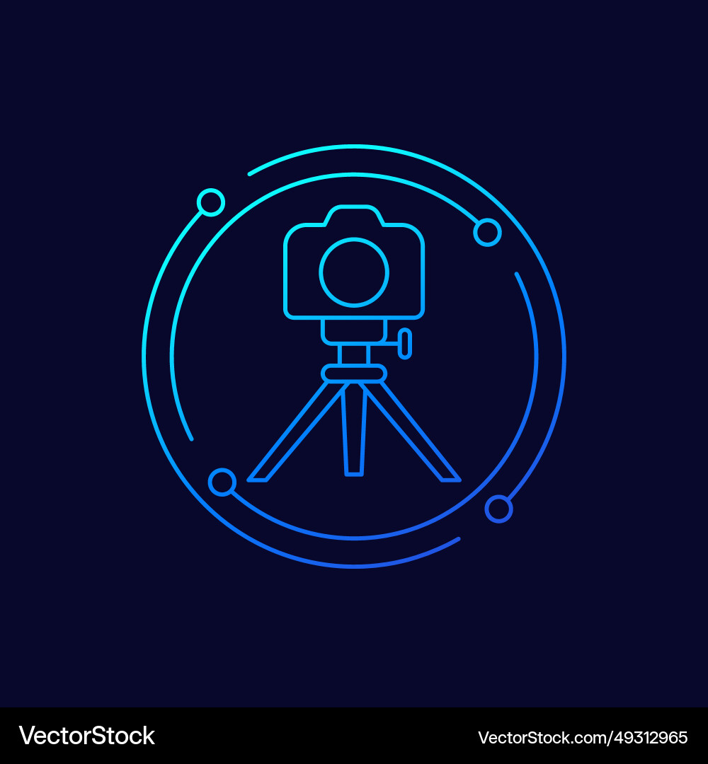 Camera on tripod icon linear design Vector Image