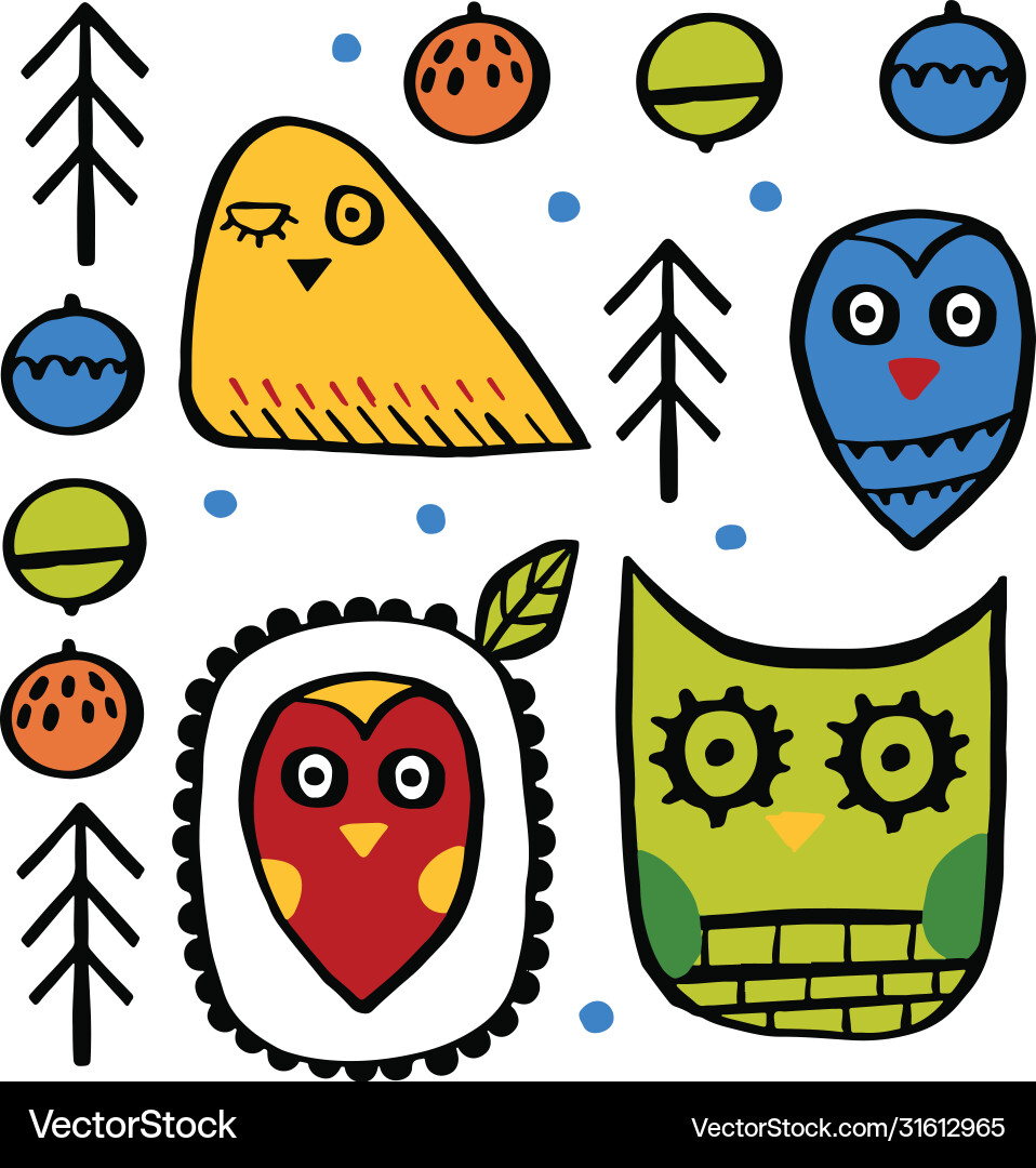 Child style owl characters pattern Vector Image