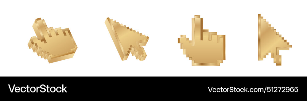 Click cursor 3d gold icon computer mouse Vector Image